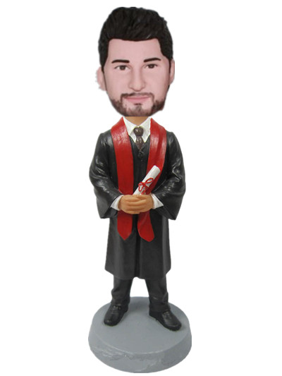 graduate with degree custom bobble head doll