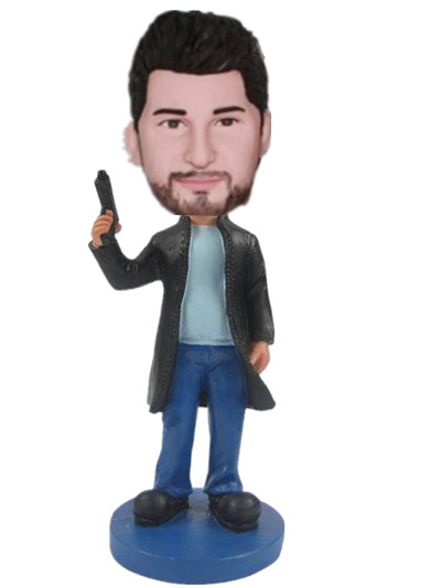 Male with gun bobblehead Doll 