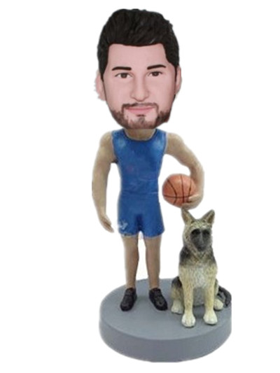 BASKETBALL PLAYER WITH DOG CUSTOM BOBBLEHEAD