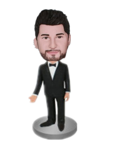 Black suit groomsman bobble head