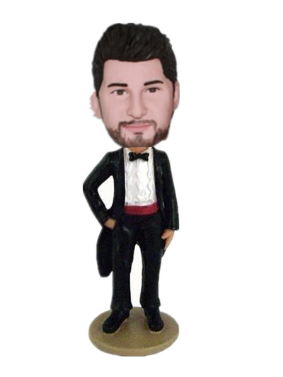 black suit groomsmen bobblehead dolls