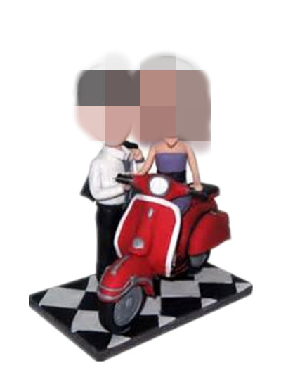 Wizardly Journey Female Riding Motocycle Couple Bobblehead