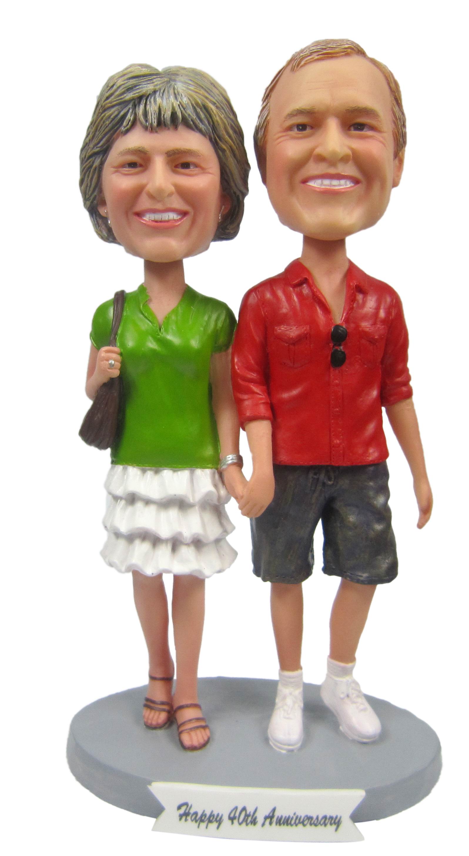 hand in hand casual couple custom bobble heaed