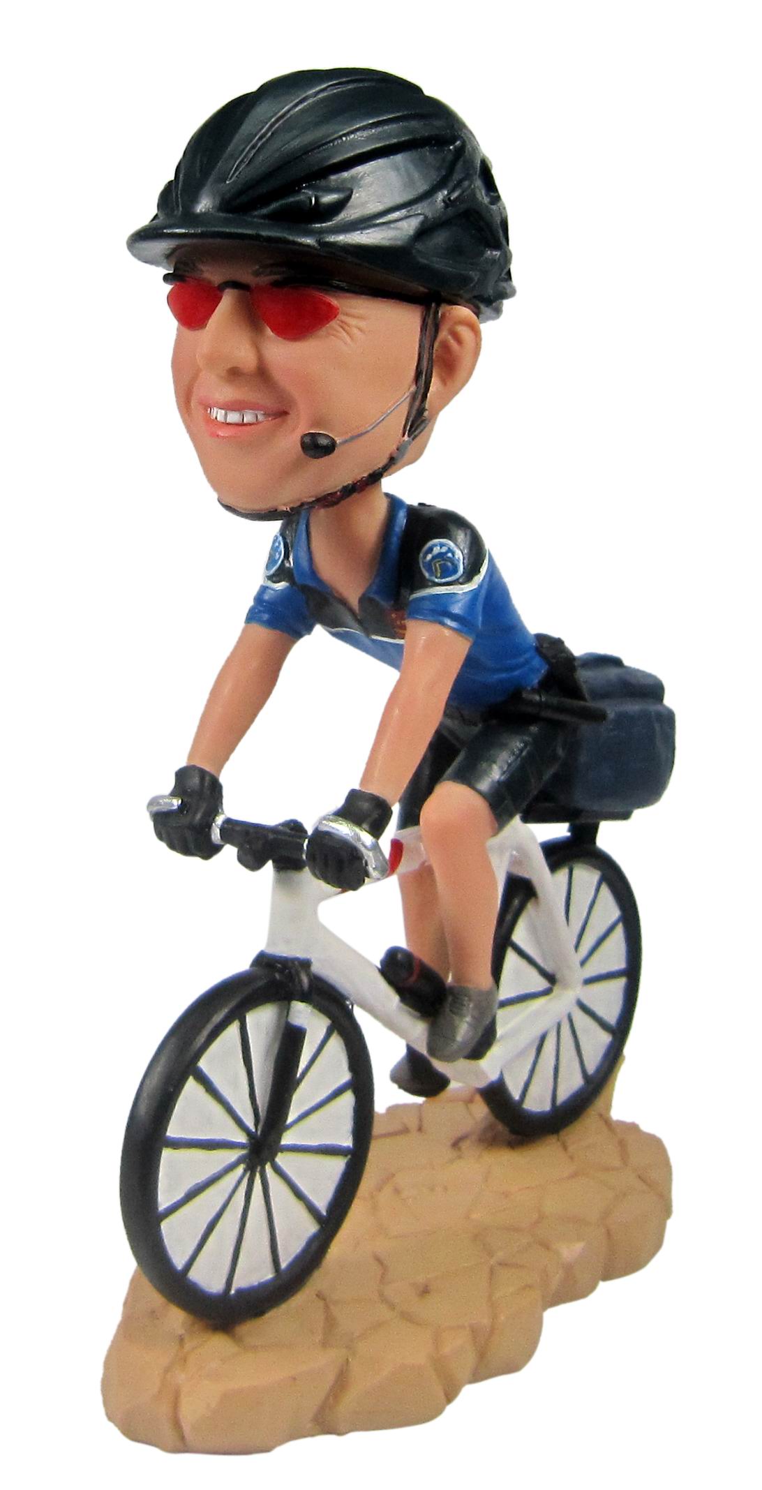 MAN BICYCLE-RIDER CUSTOM BOBBLE HEAD