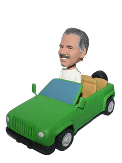 man in his car customized bobble head