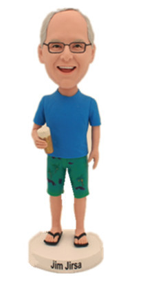 casual man with a beer of glasses custom bobble head