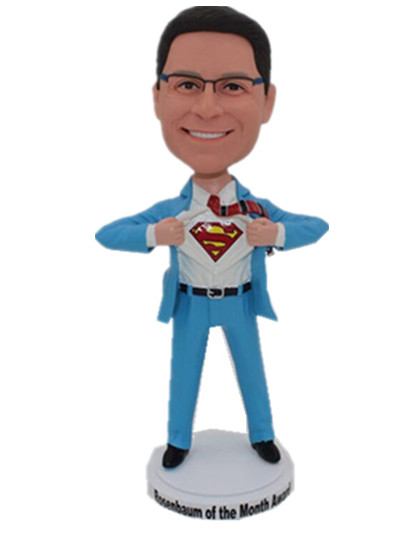 Personalized open shirt bobble head superman bobble head