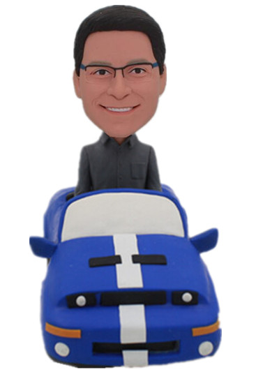 Man driving in his car custom bobble head doll