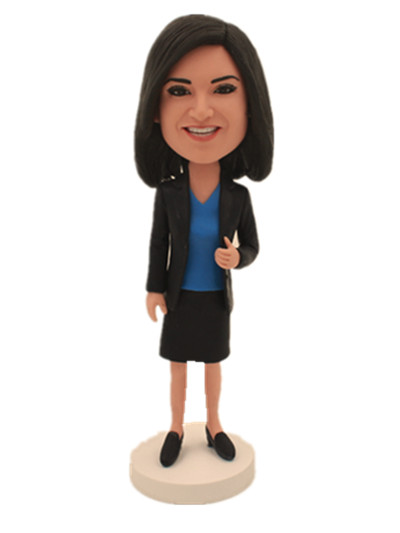 office female in black suit custom bobbleheads
