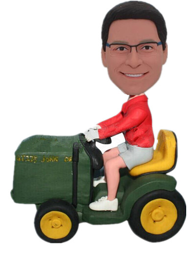 Custom Man In Red Shirt Riding Car Bobble Head