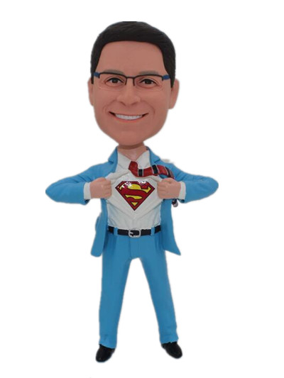 Open shirt Custom superman bobble hesad