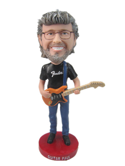 Casual guitar man custom bobblehead doll