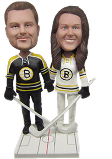 Custom Bobblehead hocky wedding cake topper