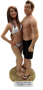 Bikini Bride and Swimsuit Groom Custom Cake Topper