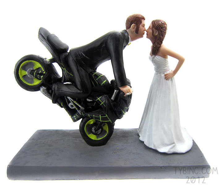 Custom Dirt Bike Kissing Couple Bobble head doll 