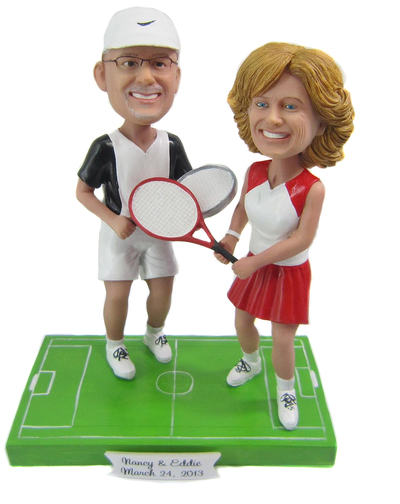 Custom Tennis Player couple Wedding Cake Toppers