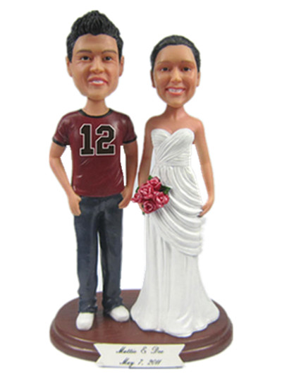 Football Jersey Custom Wedding Cake Toppers Bobble head