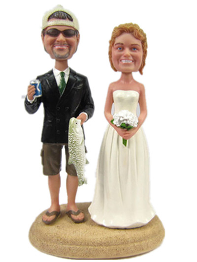 Custom Fisherman Wedding Cake Topper