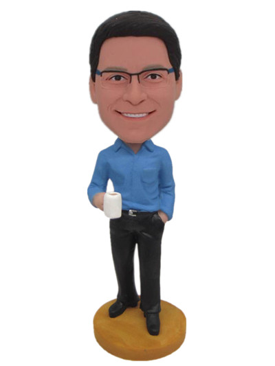 Bobble heads dressed in blue shirt and black pants boss bobble heads