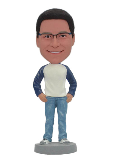 Casual Man Hand in Twist Custom Bobblehead