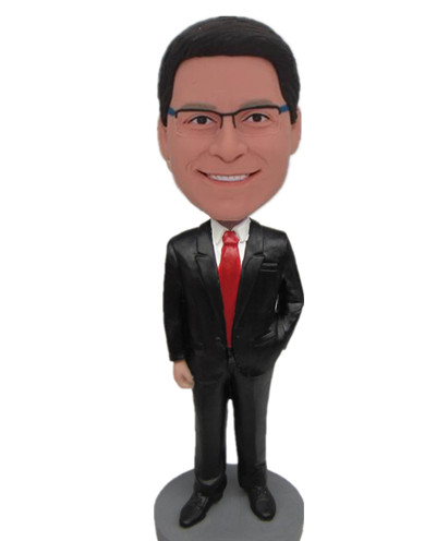 Best seller Man in black suit hand in pocket custom bobble head