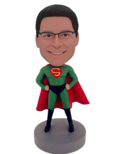 Custom bobble head green suit superhero custom bobblehead