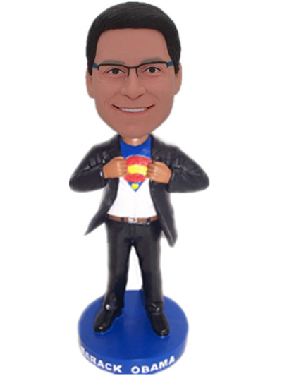 superhero bobble head in black suit casual bobble head doll