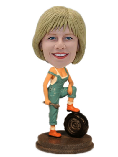 Custom repairwoman bobble head doll