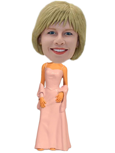 Custom Bride Bobblehead In pink Dress