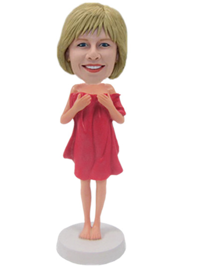 Wearing bath towel lady custom bobble head
