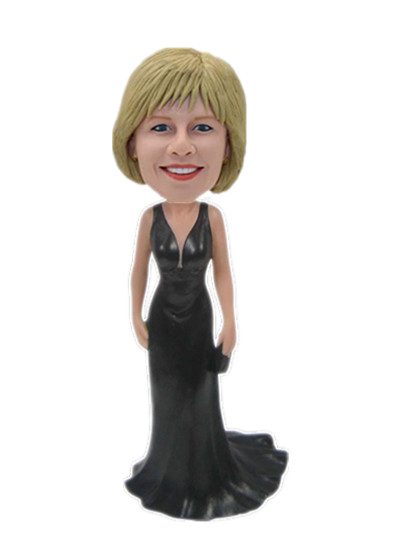 Custom Bobble head Lady with black dress