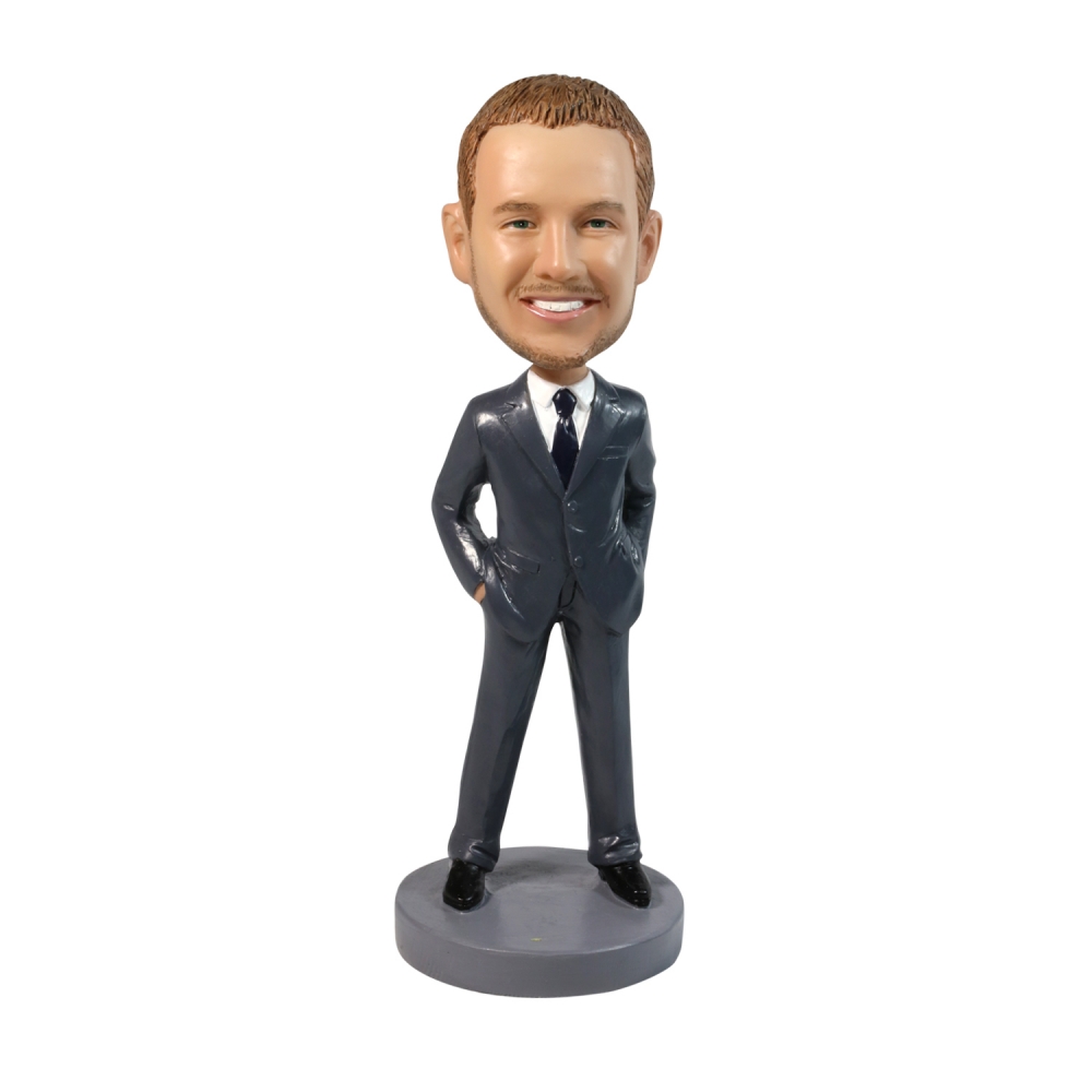 Groomsman with grey suit Custom Bobble heads