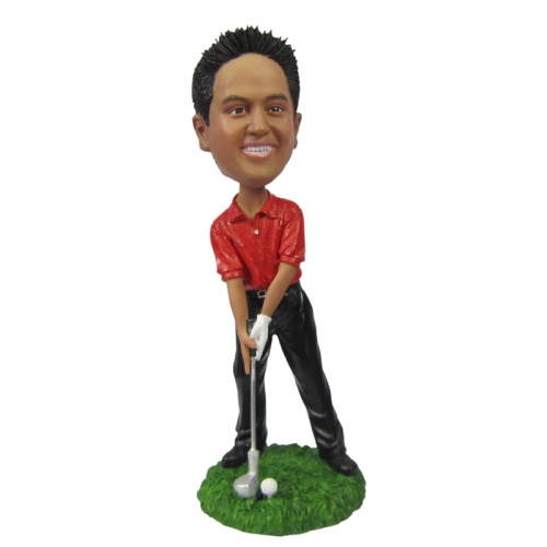 Man in polo shirt golf custom bobble head  doll