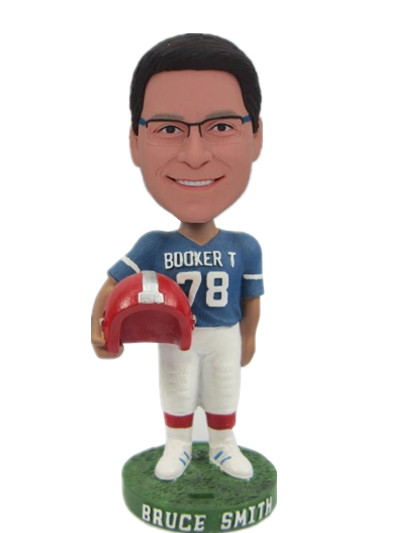 American Football Player With A Helmet Custom Bobble Head