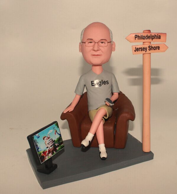 Casual boss sitting in sofa custom bobble head doll