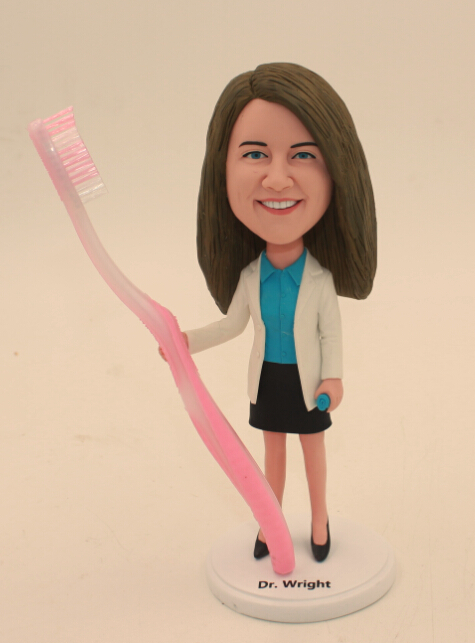 Female Detist With Big Toothbrush Custom  Bobble heads