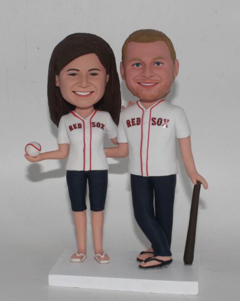 Red sox fans baseball couple bobble heads