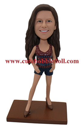 Fashion Lady with hands in Pockets Custom Bobblehead dolls
