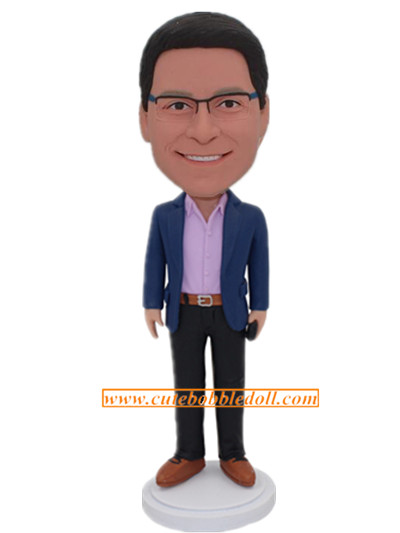 Fashion Man With A Phone In Hand Custom Bubble head doll