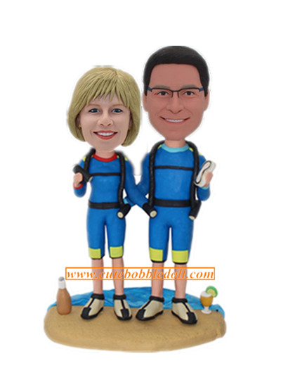 Diver Custom Couple Bobblehead Doll