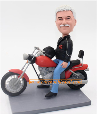 Man On His Motorcycle Custom Bobblehead