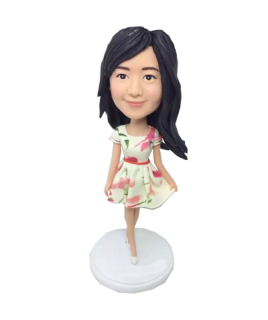 Custom Fashion Girl In Beautiful Dress Bobble Head