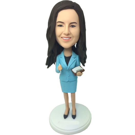 Light Blue Suit Lady Secretary Bobblehead