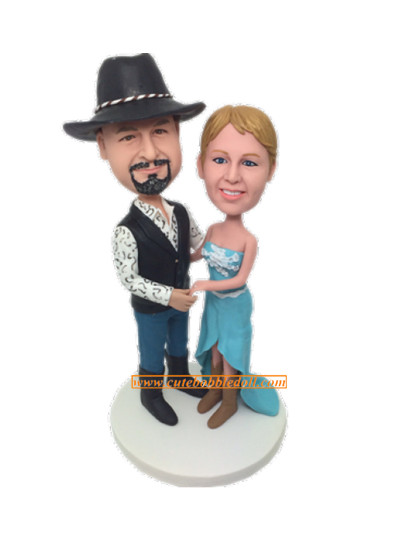 Custom Cowboy Wedding Cake Topper Bobbleheads