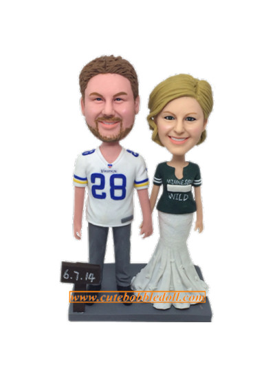 Custom Football Fans Couple Bobblehead