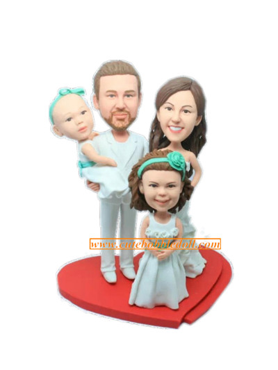 Family Bobbleheads Wedding Cake Toppers