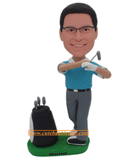 Custom Golf Bobblehead With Golf Bag