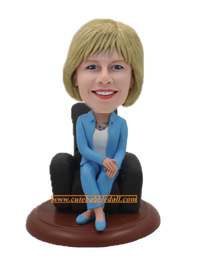 Custom Bobblehead Lady In Blue Suit Female Boss