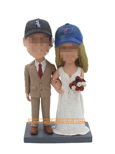 Custom Couple Bobblehead With Baseball Cap