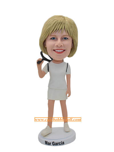 Custom Female Badminton Bobblehead